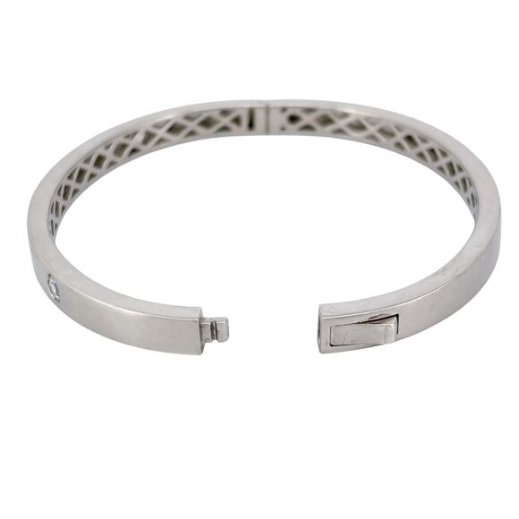 Vintage Sterling Silver 925 Bangle Bracelet with Cubic Zirconia 7.25" - Picture 5 of 9